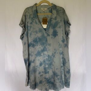 Umgee Cloudy Blue Button Down Shirt